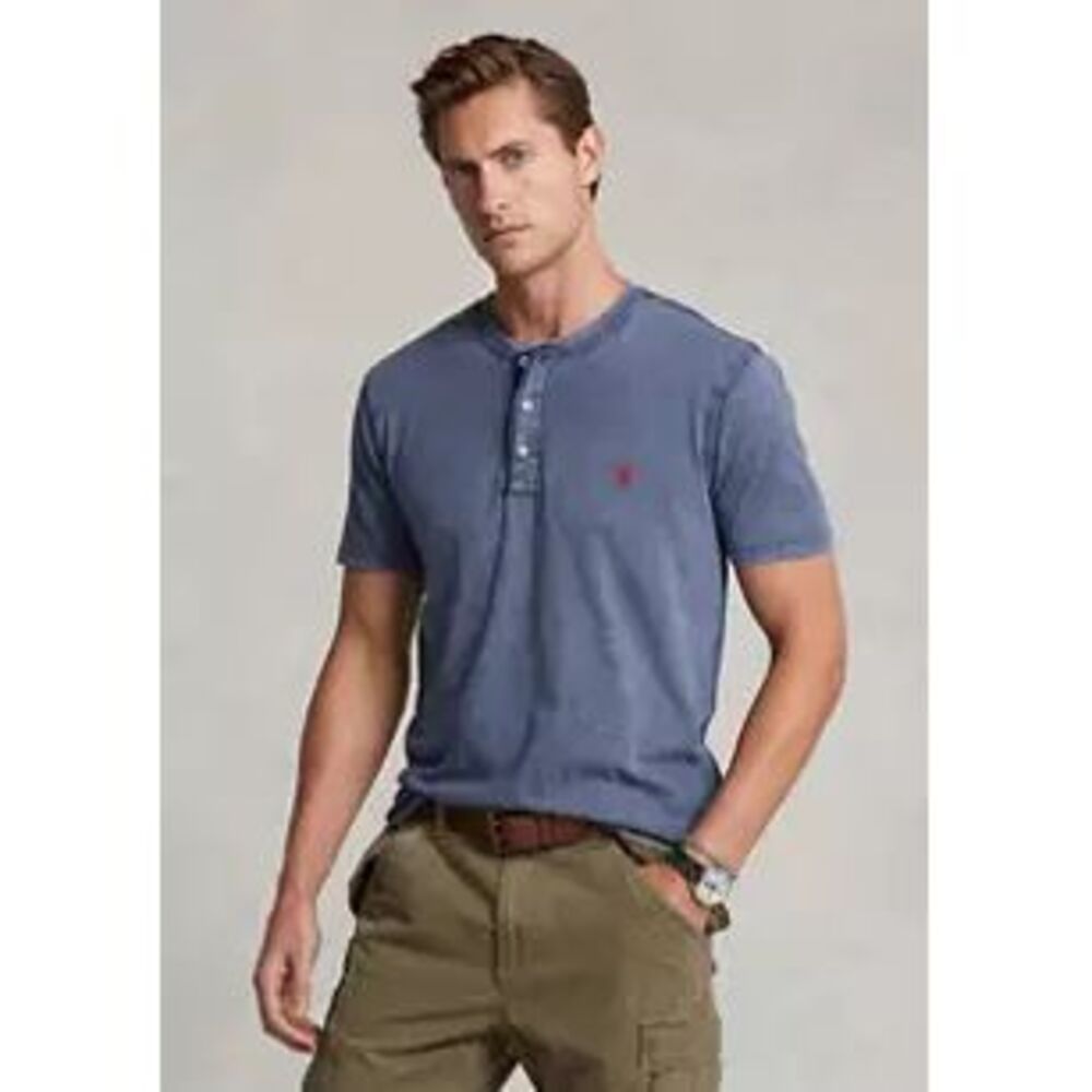 U S Polo Assn. Slub Jersey Henley‎ Short Sleeve Shirt Men's Preppy Blue Size XXL